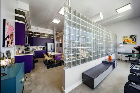 Glass block divider and workspace