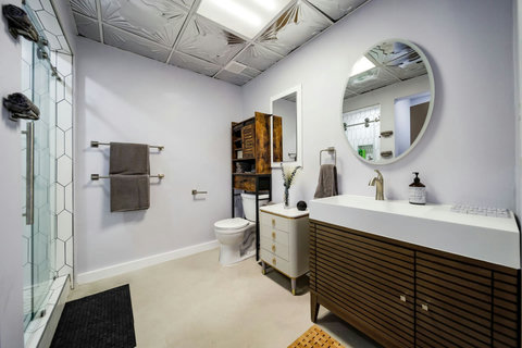 Bathroom with a glass walk-in shower