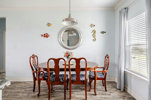 Dining nook with coastal decor