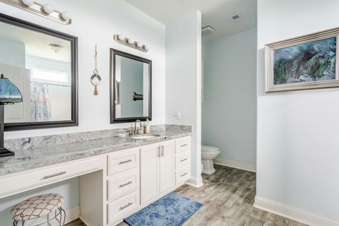 Granite double vanity in the primary bath