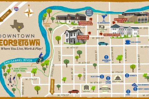 Map of downtown, an easy walk from the house