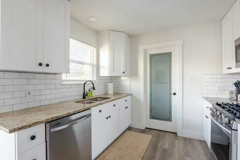 Kitchen with a window over the sink