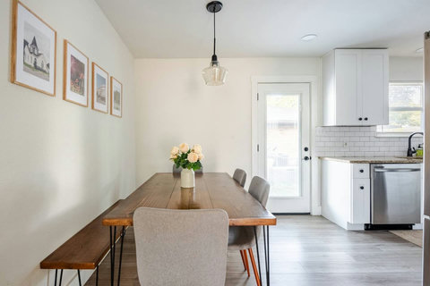 Farmhouse dining table with a bench