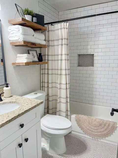 Hall bath with a tub-shower