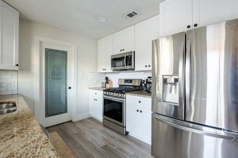 Stainless fridge and gas range