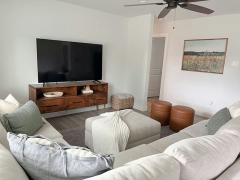 Sectional sofa and a big smart TV