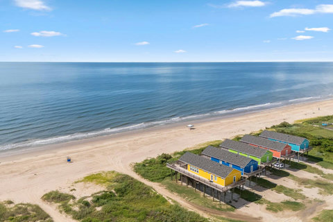 Colorful houses along the shoreline