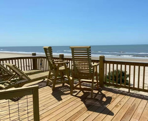 Deck chairs looking out over the beach