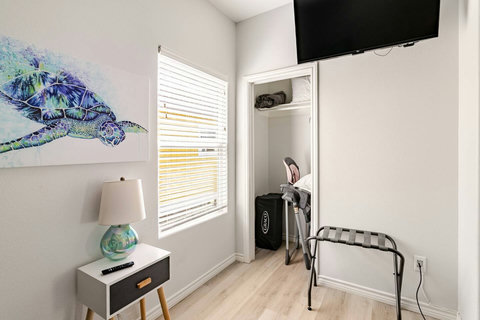 Bunk room with a closet