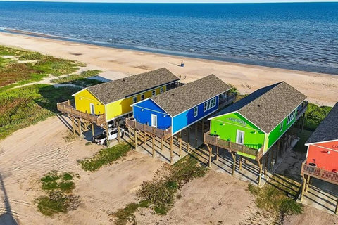 Aerial view of the beachfront houses