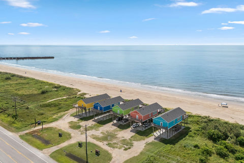 Beach and pier from above