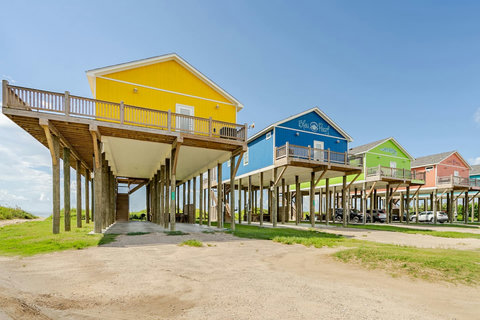 Row of colorful beach houses