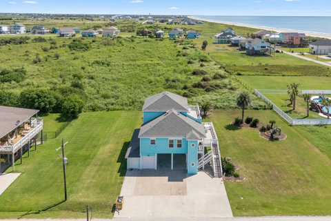 The house and yard from above