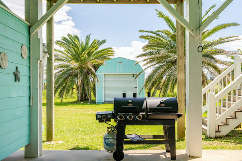 Gas grill under the house