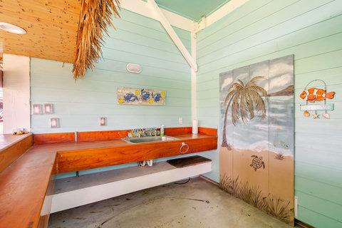 Outdoor sink and counter for cleaning fish