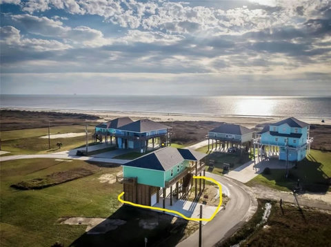 Aerial view: the beach is just down the road
