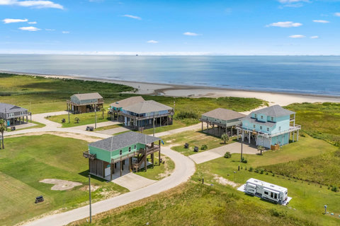 Beach houses along the shore