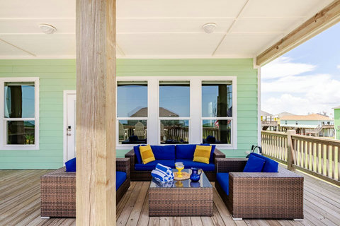 Deck seating in the shade