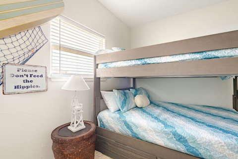 Cozy bottom bunk by the window