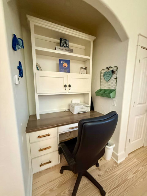 Built-in desk nook for a little work or planning