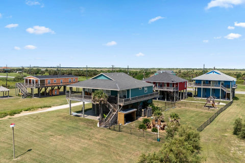 The house and yard from above