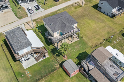 Aerial view of the house