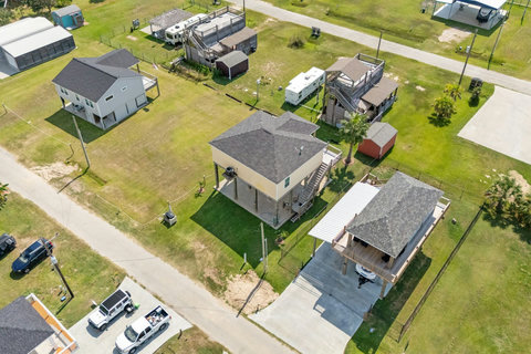 Aerial view of the street