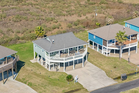 The house and yard from above