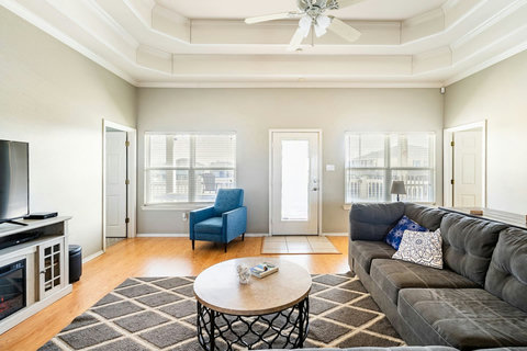 Living room with an electric fireplace