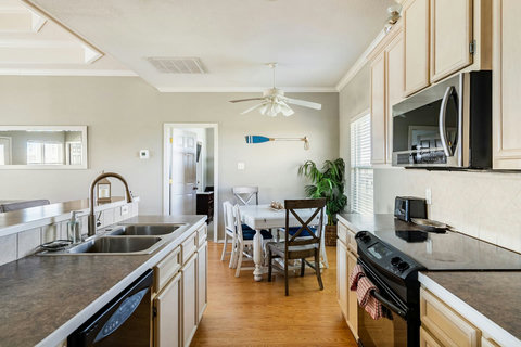 Kitchen with a view of the dining table