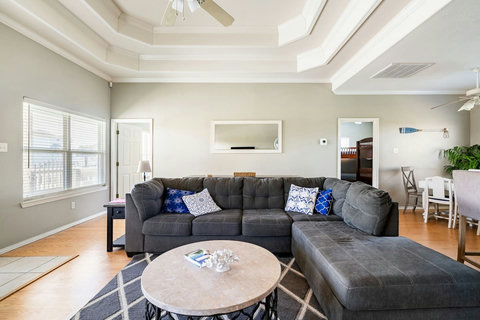 Living room with a deck door