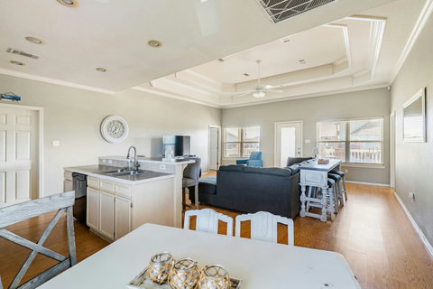 Kitchen island and dining area
