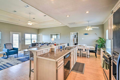 Kitchen with a long breakfast bar