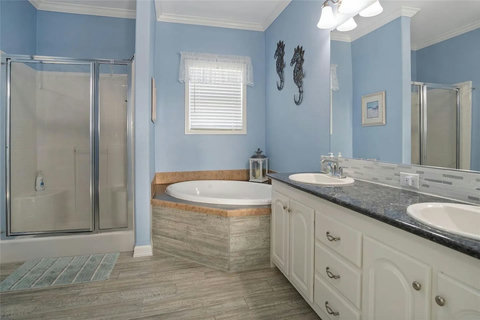 Corner tub for a long soak after the beach