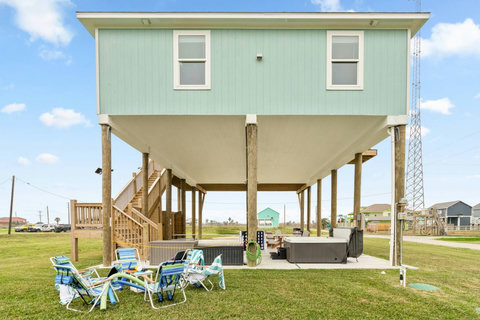 Beach chairs on the lawn
