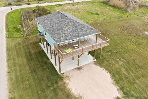 The house and deck from above