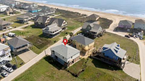 Aerial view toward the beach