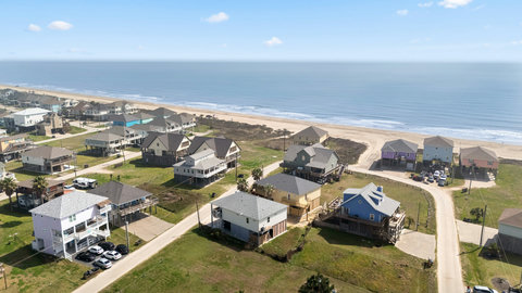 The neighborhood and shoreline from above