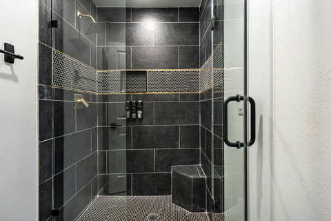 Glass walk-in shower