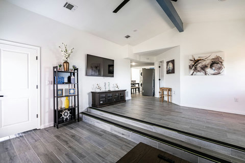 Entry with a step down to the living room