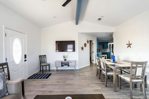 Living room open to the dining table