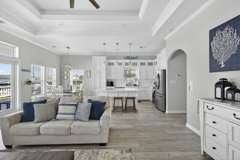 One big room for cooking, eating and relaxing