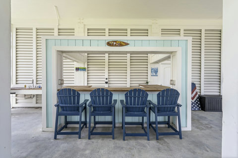 Tiki bar under the house, ready for evening drinks