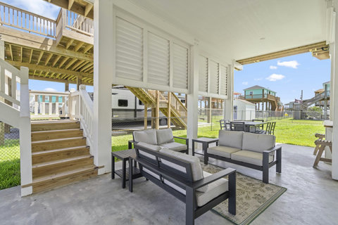 Outdoor lounge set for relaxing in the shade