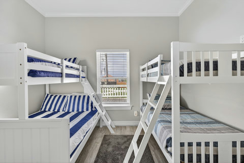 Navy-striped bunks with room to play
