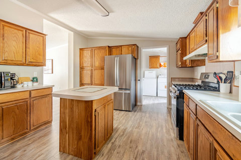 Kitchen with a gas range and island