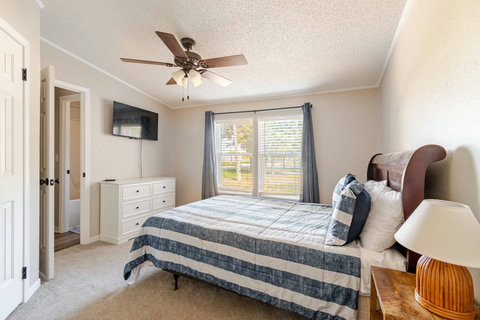 Queen bedroom with a sleigh bed