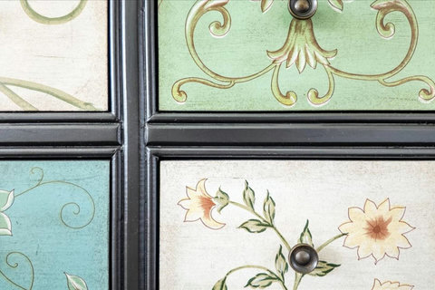 Painted cabinet detail