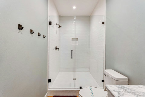 Glass walk-in shower