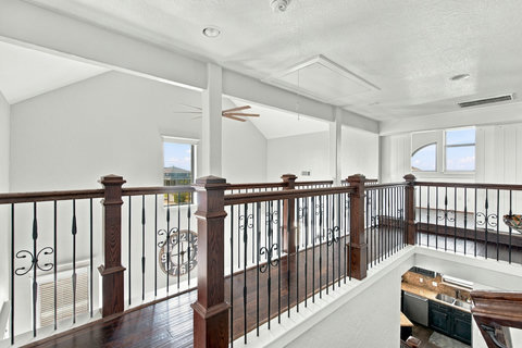 Loft with views down to the living room